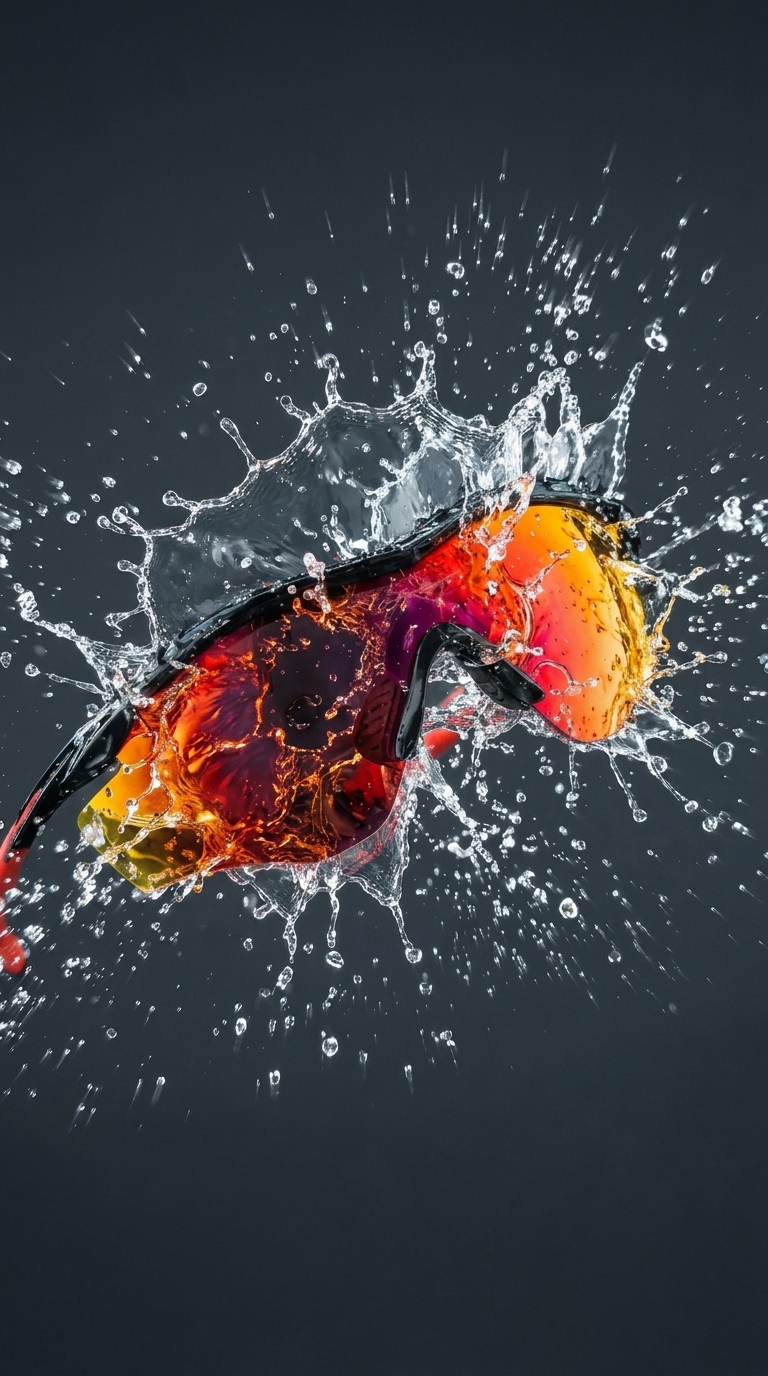 Sunglasses splashed with water